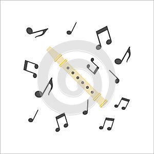 Musical pipe icon on a white background. Vector illustration