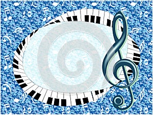 Musical poster with treble clef and fingerboard