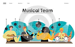 Musical rock band vector website landing page