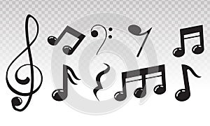 Musical scale symbol or Musical notes on a transparent background