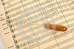 Musical Score with Conductor's Baton