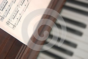 Musical score and piano