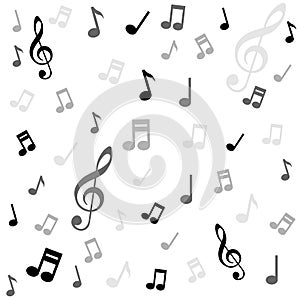 Musical signs, musical notes, seamless background, vector illustration