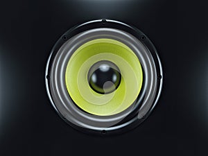 Musical sound speaker on black background