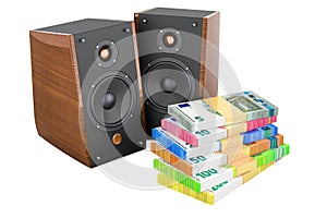 Musical Speakers with euro packs. 3D rendering