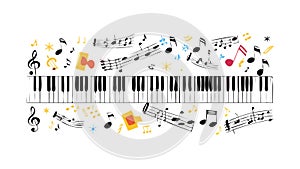 Musical Staff Notes Banner Design, vector design Generative AI