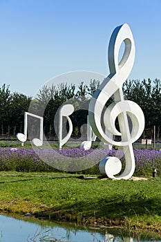 Musical stave at garden