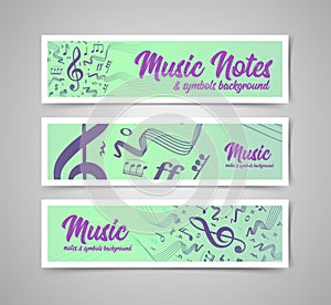 Musical staves vector illustration with music notes and symbols