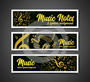 Musical staves vector illustration with music notes and symbols