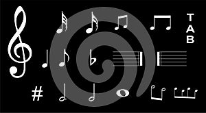 Musical symbols , Elements of musical symbols, icons and annotations. music icon photo