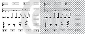 Musical symbols , Elements of musical symbols, icons and annotations. photo