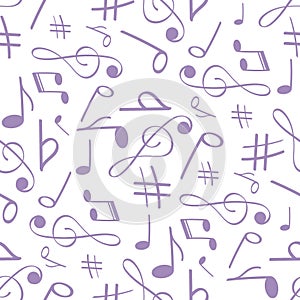 Musical symbols in seamless pattern.