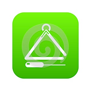 Musical triangle icon green vector