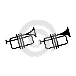 Musical trumpet line and glyph icon. Trombone vector illustration isolated on white. Tube outline style design, designed
