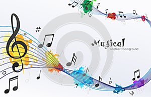 Musical Waves notes Abstract Background