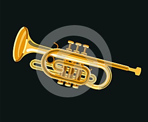 Musicial instrument Cornet with glare