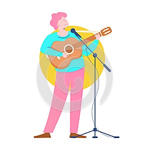 Musician with acoustic guitar character