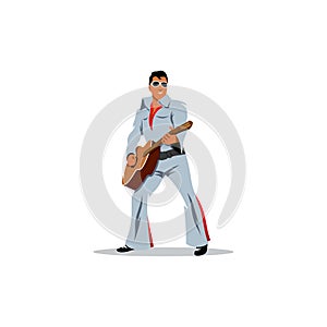 Musician artist with a guitar. Vector Illustration.