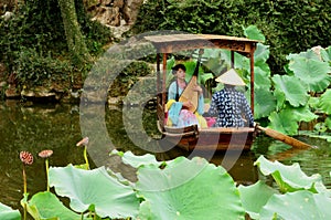 Musician in Boat, Lingering Garden, Suzhou