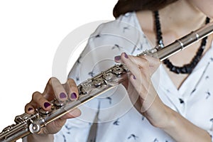 The Musician Flutist Girl Flute Player Isolated image