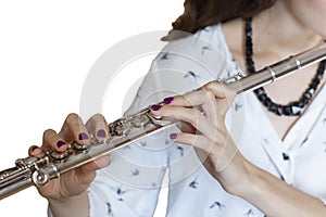 The Musician Flutist Girl Flute Player Isolated image