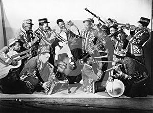 Musician group playing their instruments photo