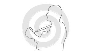 Musician with guitar black outline selection