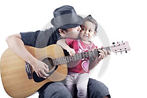 Musician with his daughter