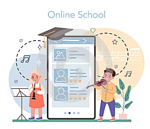 Musician online service or platform. Music artist playing instruments