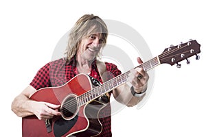 Musician play guitar on studio