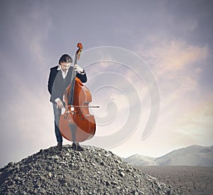 Musician playing bass