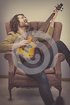 Musician Playing Bass Guitar