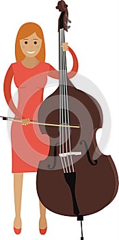 Musician playing on double bass vector icon isolated on white