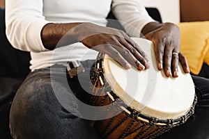 Musician Playing Drum.