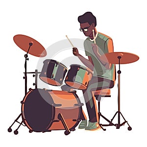 Musician playing drum kit