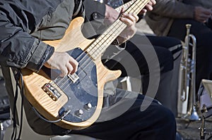 Musician playing electric guitar