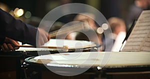 Musician playing kettledrum