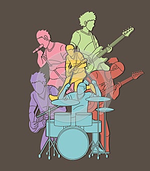 Musician playing music together, Music band graphic vector