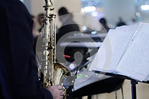 Musician playing at party