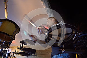 Musician playing percussions photo