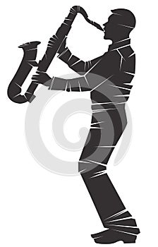 Musician playing sax, vector silhouette