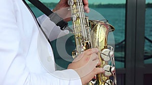 Musician playing the saxophone