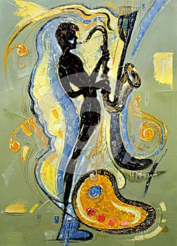 Musician playing a saxophone