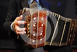 Musician playing tango with bandonean