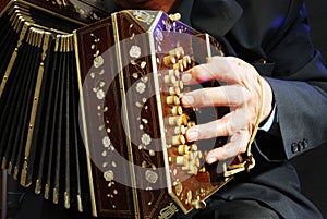 Musician playing tango with bandoneon