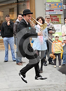 Musician playing trombone