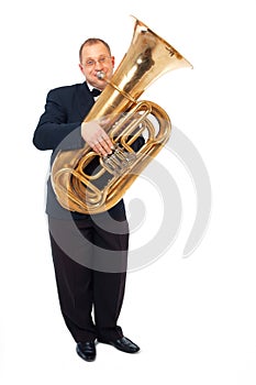 Musician playing the tuba