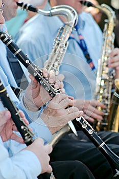 Musician plays the clarinet