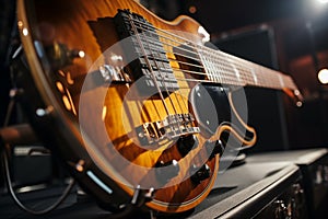 A musician\'s close-up: Bass strings resonate in the heart of the studio.