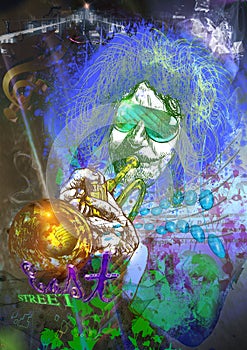 Musician: Trumpet Player (mixed mdia art)